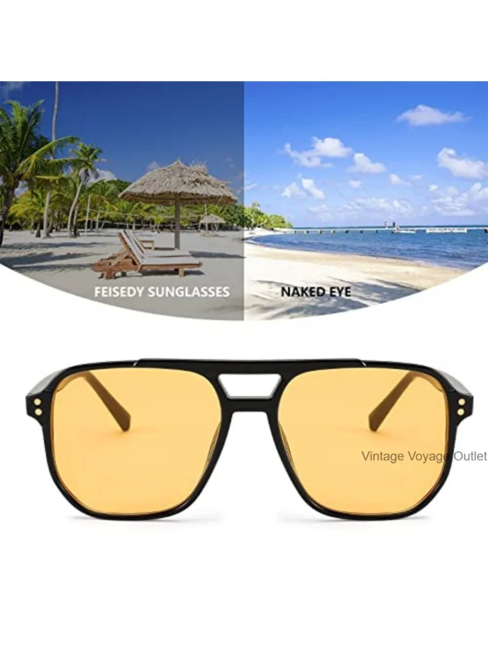Retro Square Aviator Sunglasses Women Men 70s Vintage Plastic Frame UV400